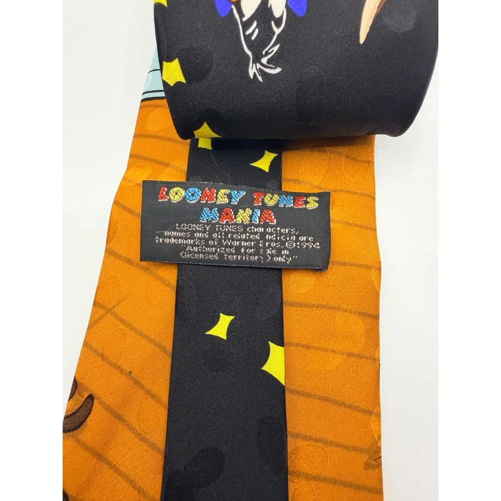 Vintage 1994 Looney Tunes Mania Silk Tie Basketball Bugs Bunny Marvin Martian